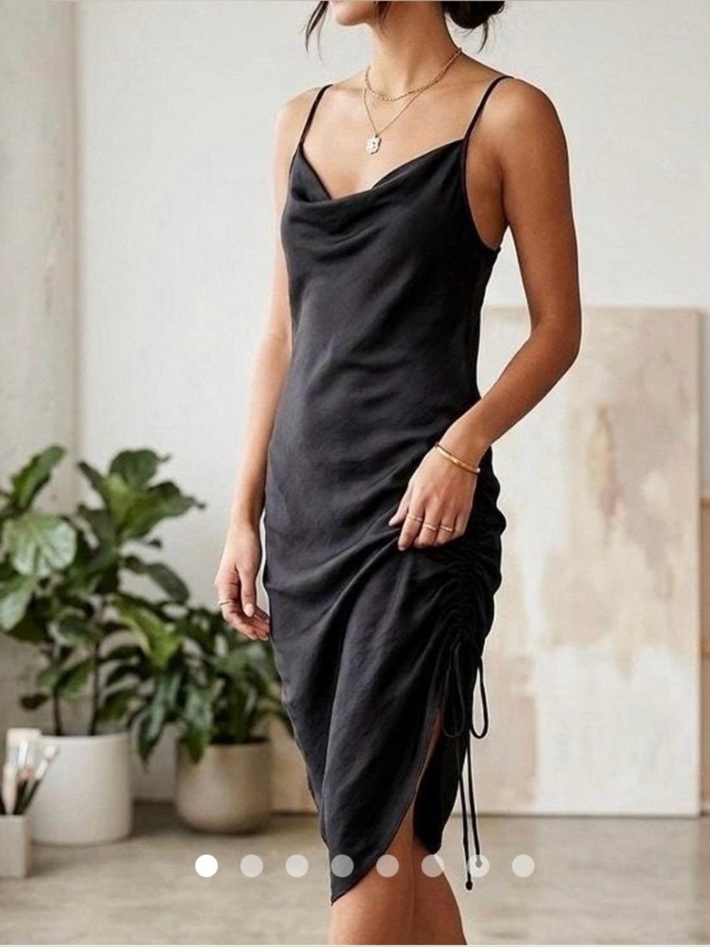 Intimately by Free People Worth the Wait Black Cowl Neck Slip Dress XS